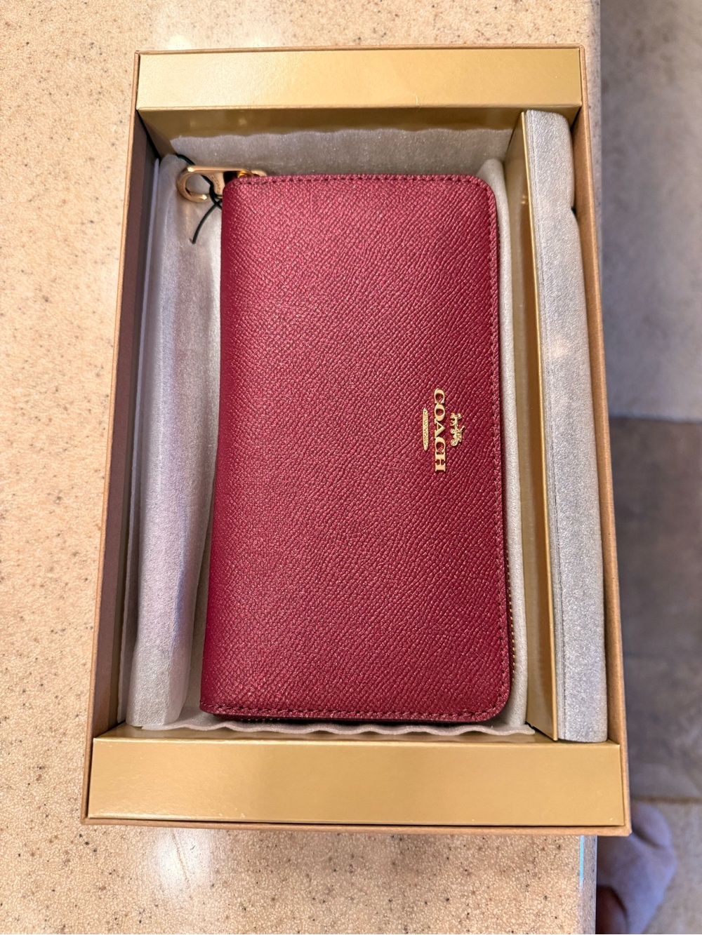 COACH Wine Zip Wallet - Saffiano Leather